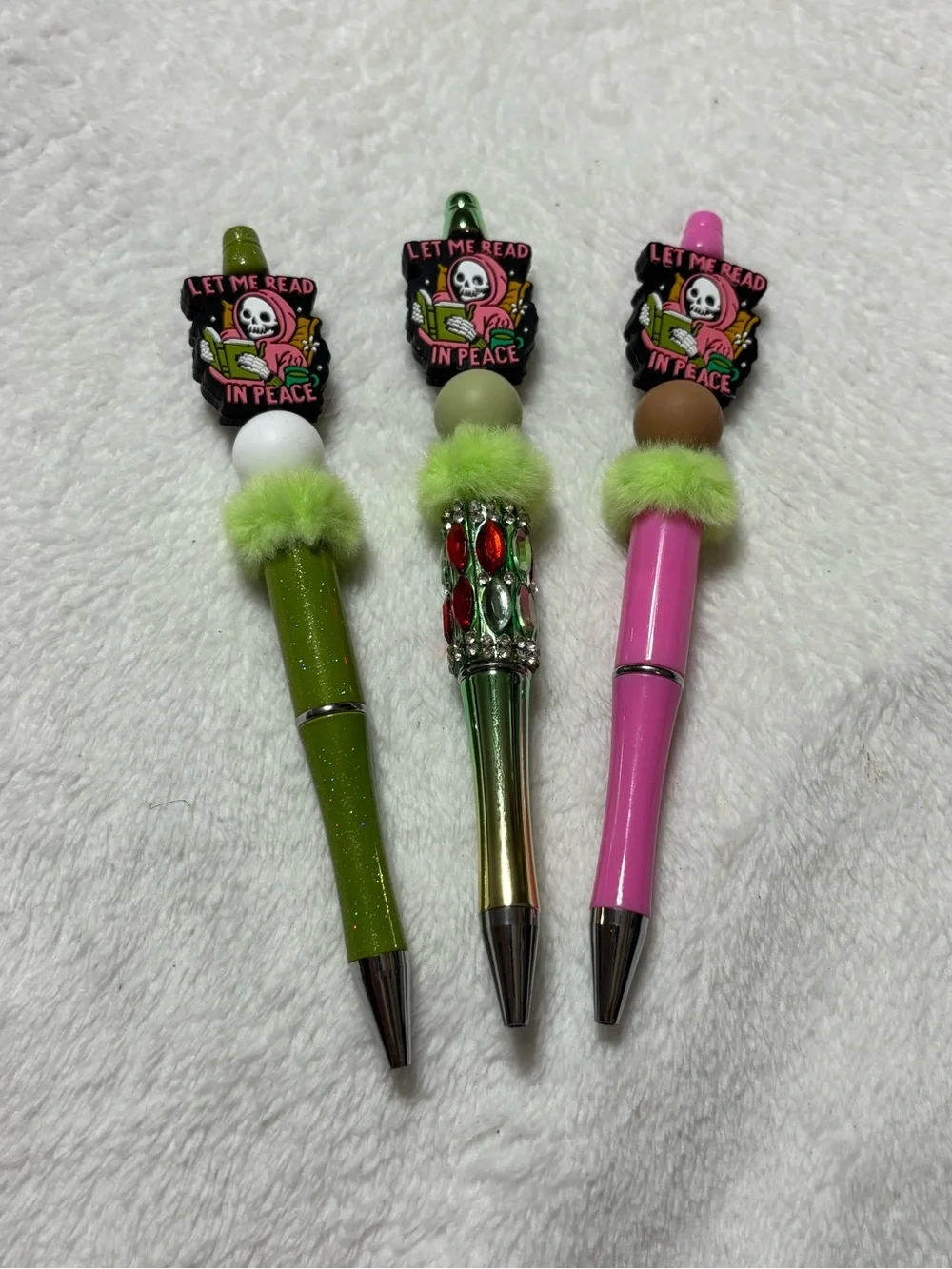 Fancy Beaded Bookclub Pen Sets with Bookish Words Spooky, Spicy, Read